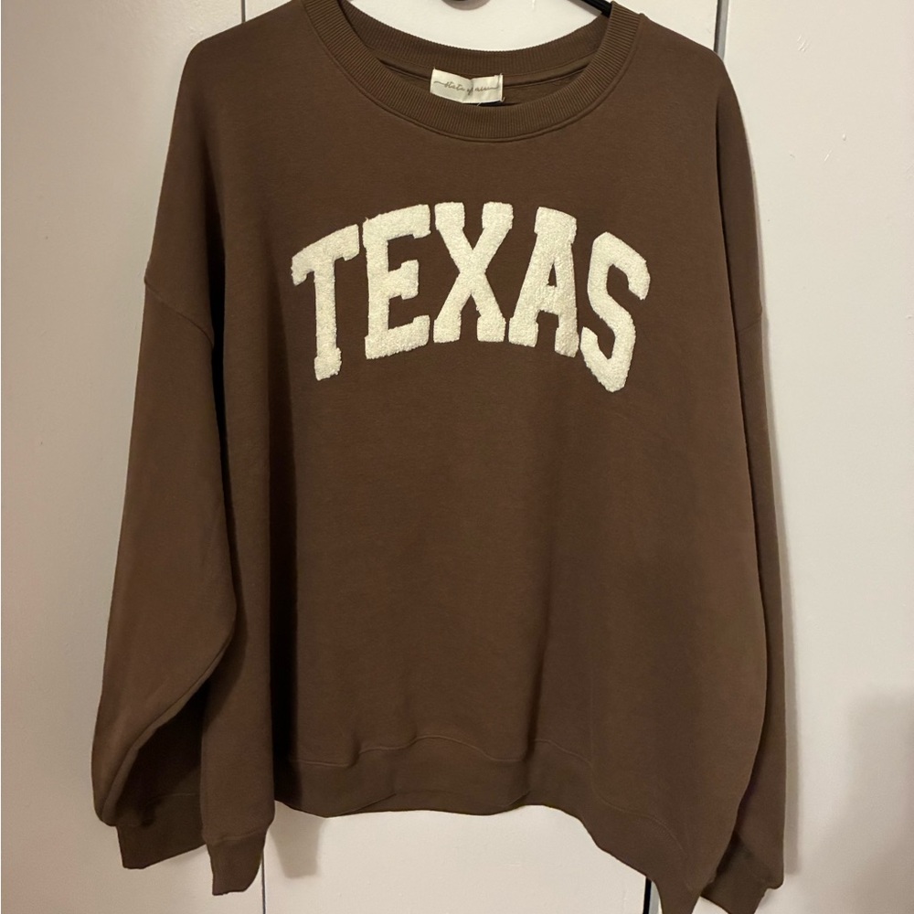 State of Mind Brown Texas Crew Neck Sweater